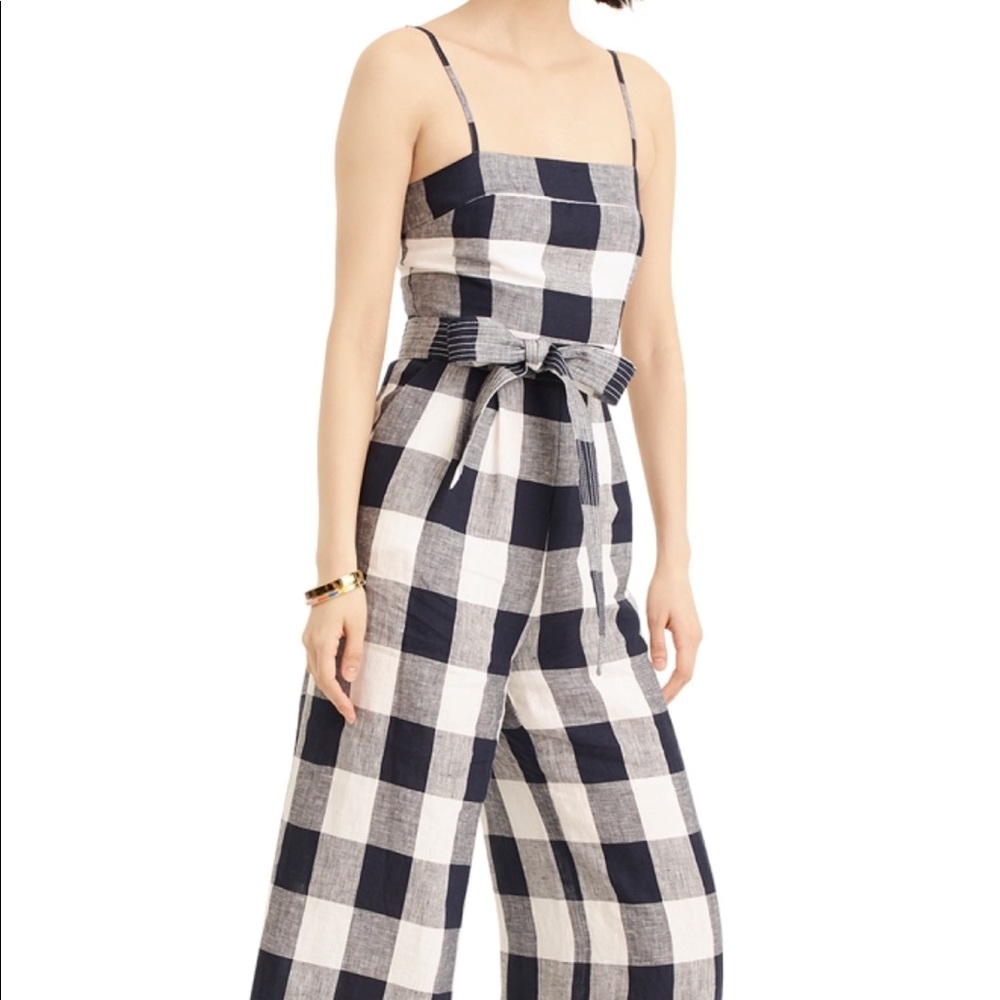 J.Crew Gingham Spaghetti Strap Jumpsuit